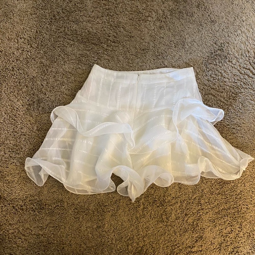 White Ruffle Detail Mini Skirt - Picture 2 of 2